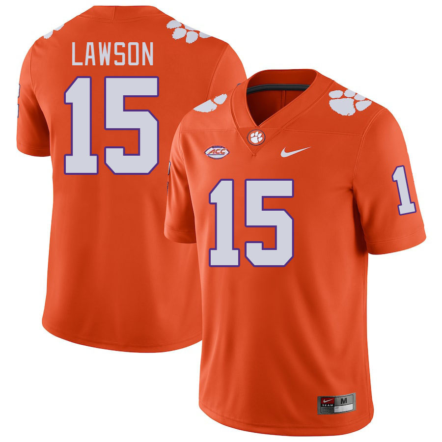 Men's Clemson Tigers Jahiem Lawson #15 College Orange NCAA Authentic Football Stitched Jersey 23TG30UG